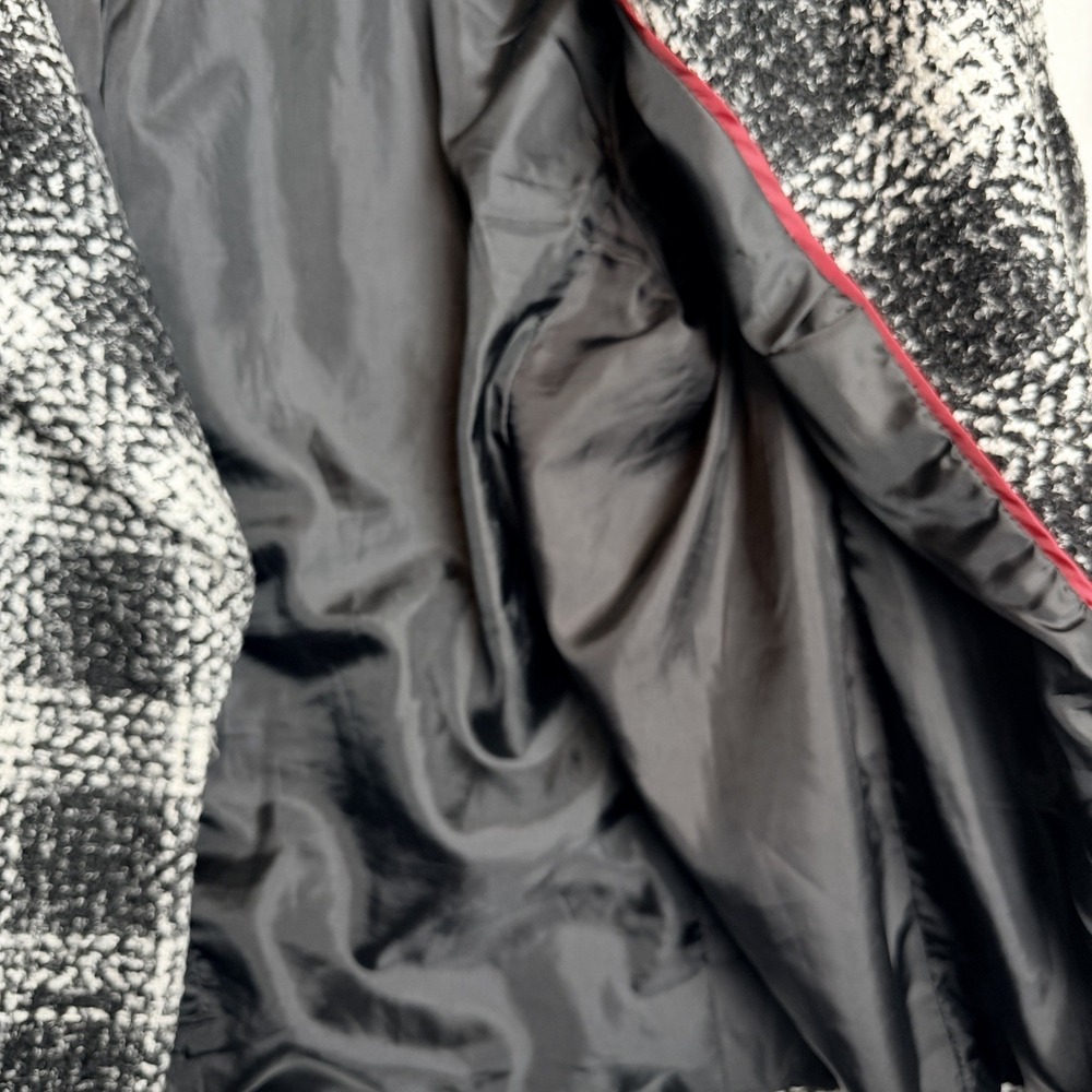 East 5th Buffalo Plaid Boucle Peacoat Jacket Womens XL Black White Old Money - Picture 9 of 12